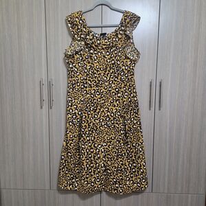 Leopard Print Dress With Ruffle Accents